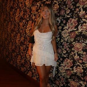 Zara White Sequin Mini Dress